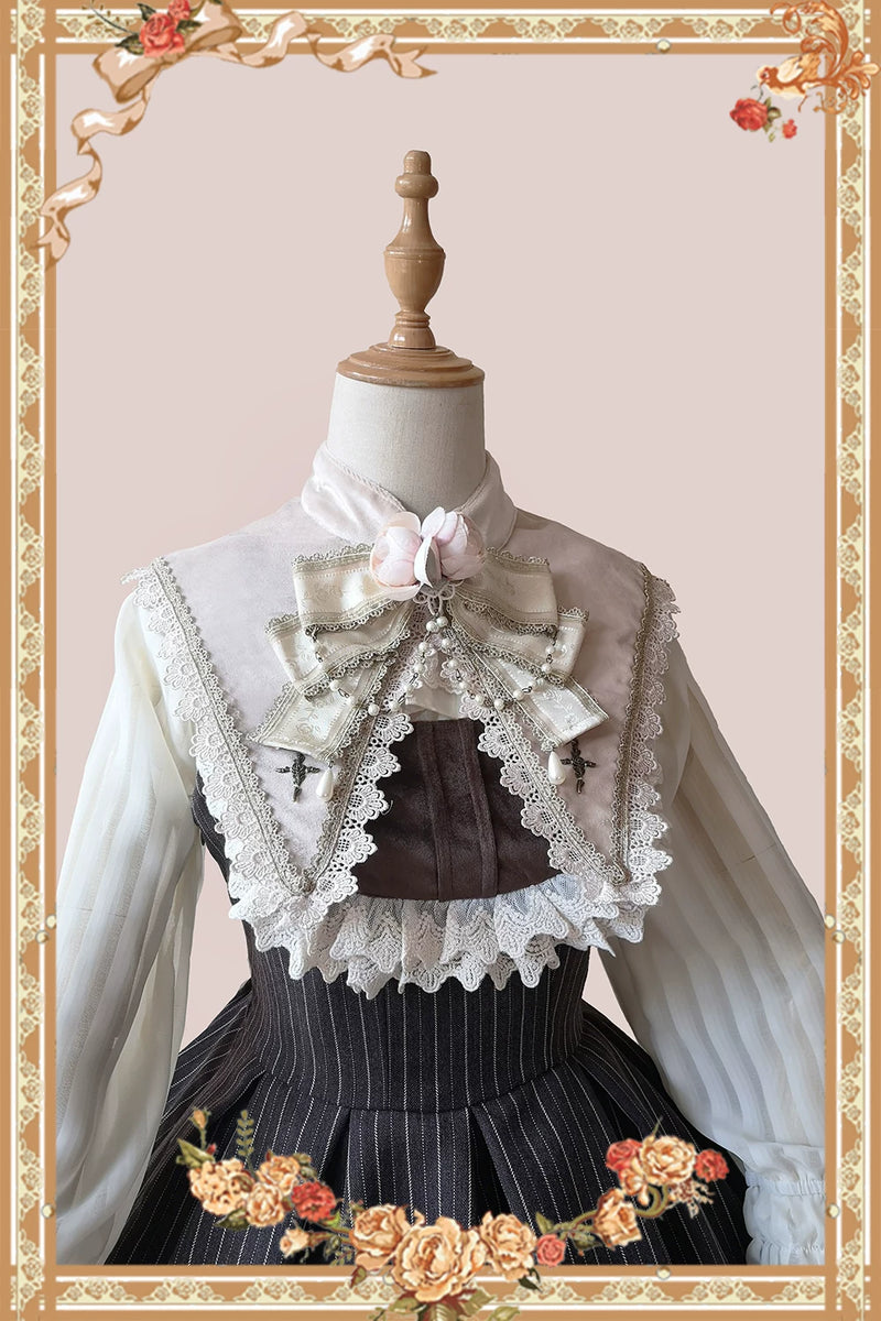 Infanta - Floral Ribbon - Beaded Bow Brooch