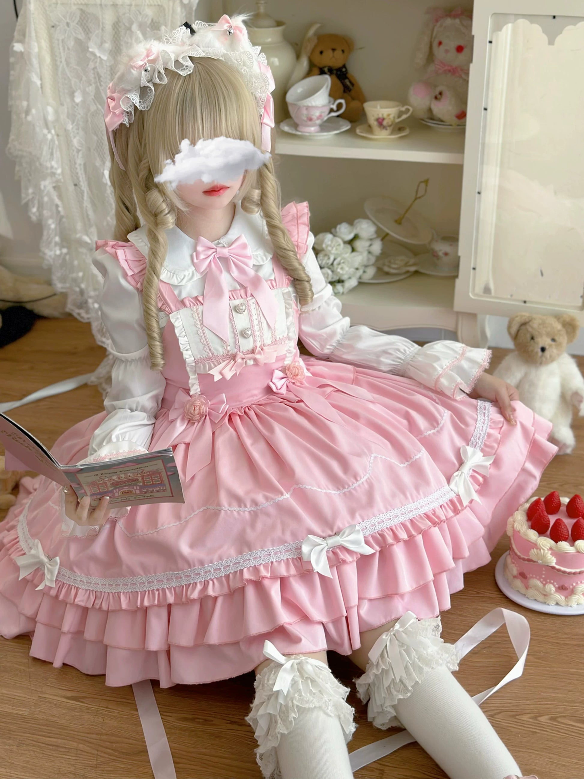 Lady Han Paper Cake Sweet Cute JSK dress by Lolita Fetch, featuring a charming design with pastel colors and intricate patterns.