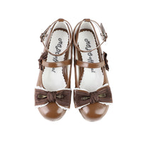 MODO - Little Chef Mouse - Bow Platform Lolita Shoes - Brown / 39