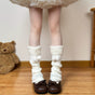 Off-white sock cover with beige ribbon and white pom-pom / One Size