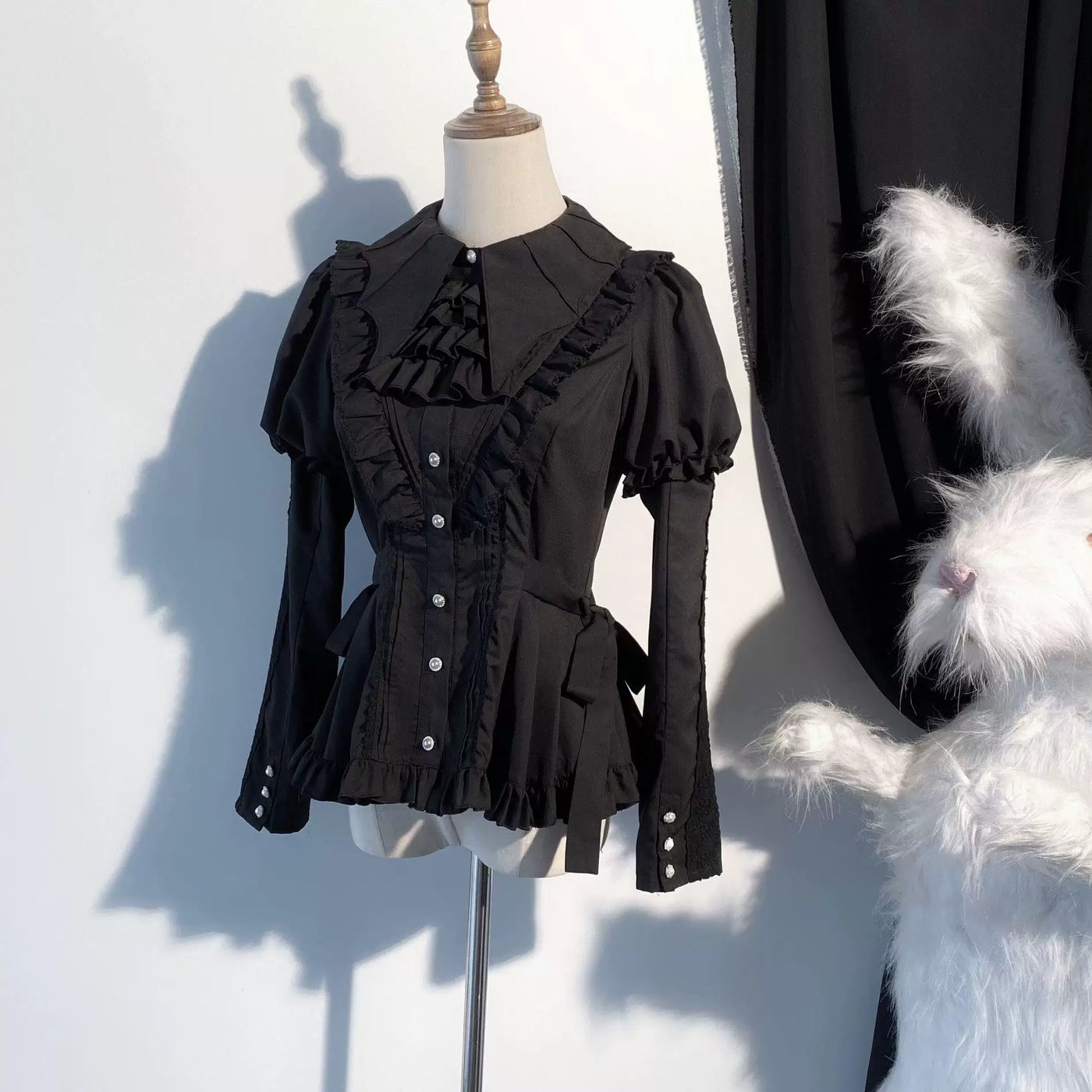Sweetheart Dream Machine - Soft Sweet - Black or White Lolita Blouse with Batwing Collar