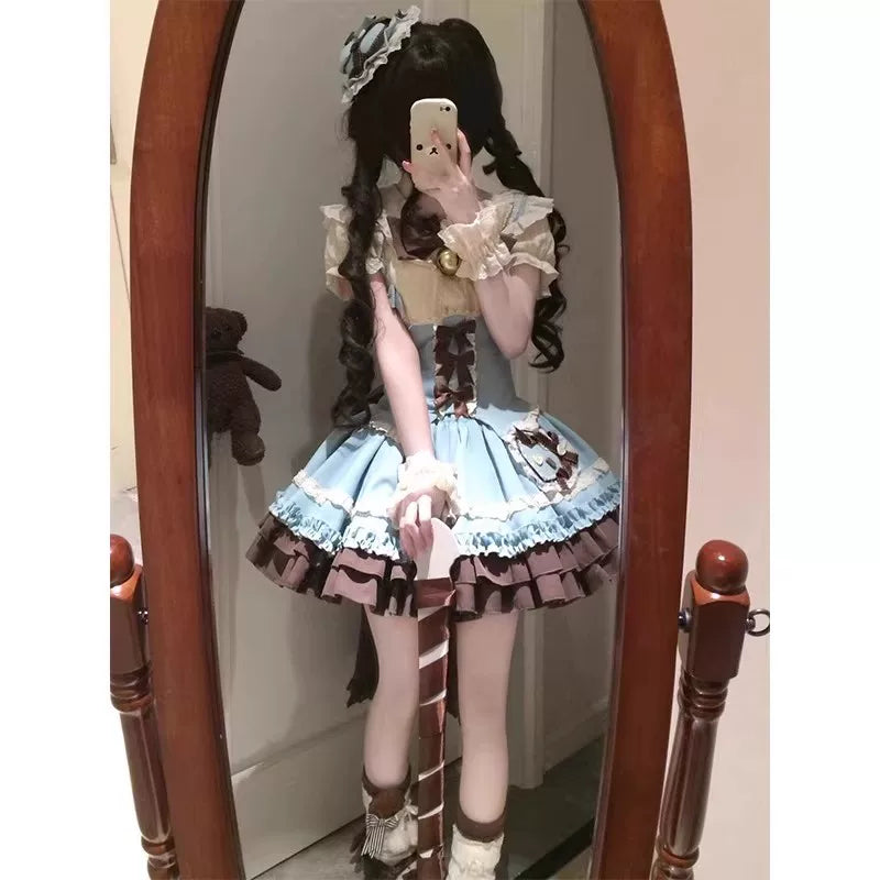 Creamy - Dog Academy - Five-Piece Lolita Dress Set with Bow and Train