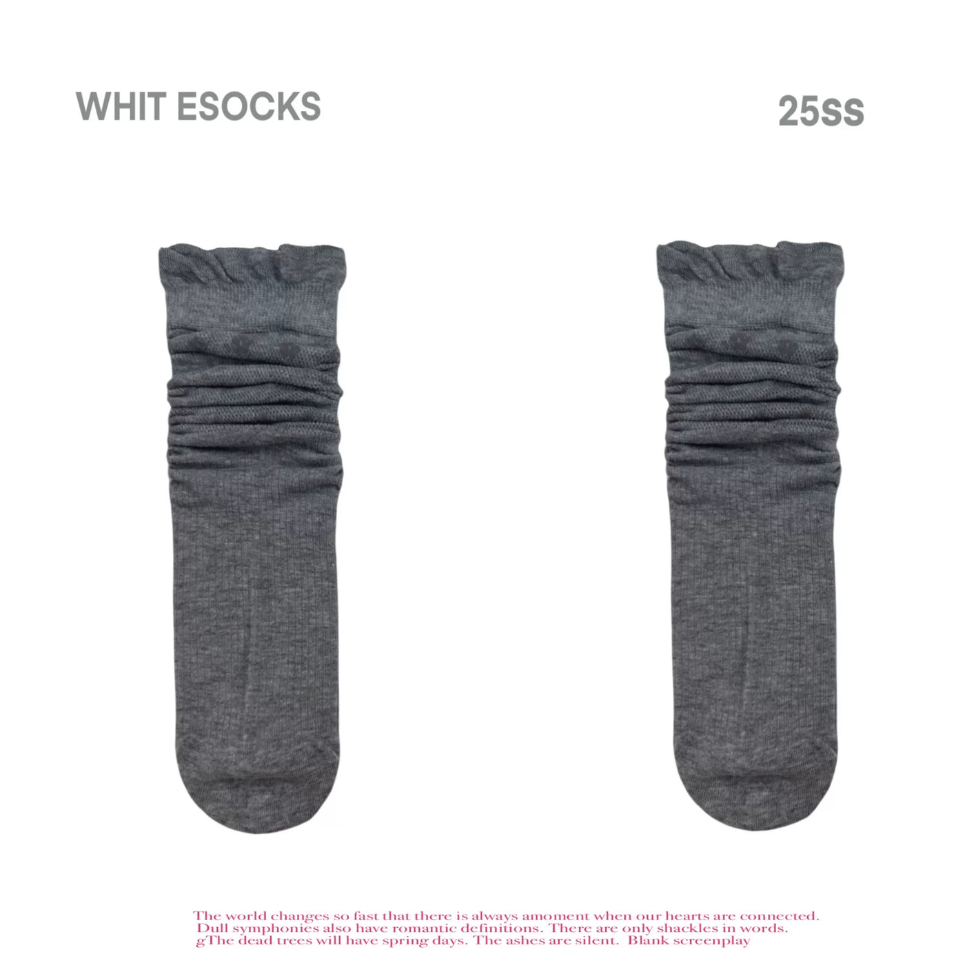 White Socks - Floral Openwork - Cotton-Yarn Mid-Calf Slouch Socks with Flower Motifs