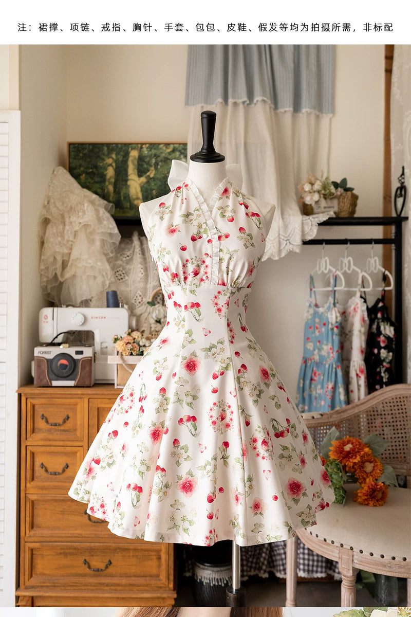 Forest Wardrobe - Early Summer Berry Storybook - Classic Lolita Halter Dress - 4