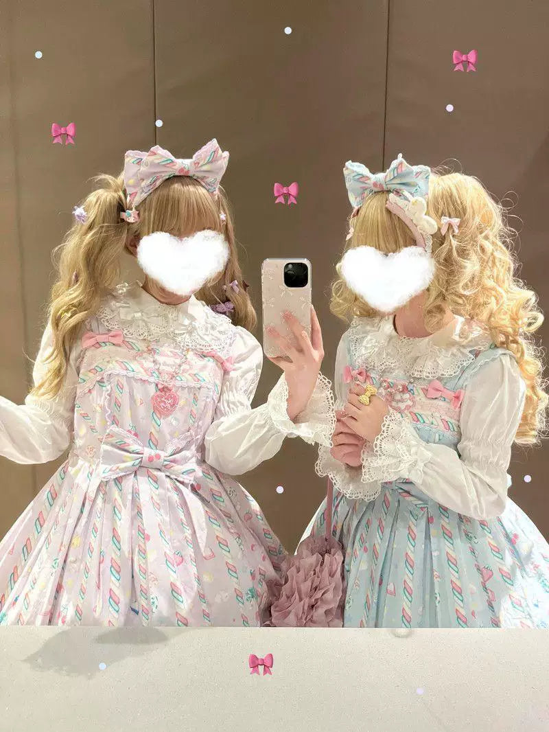 Sweetheart Dream Machine - Vintage Doll Collar - Blouse with Lace Trim, Bow Accents and Ruffled Hem