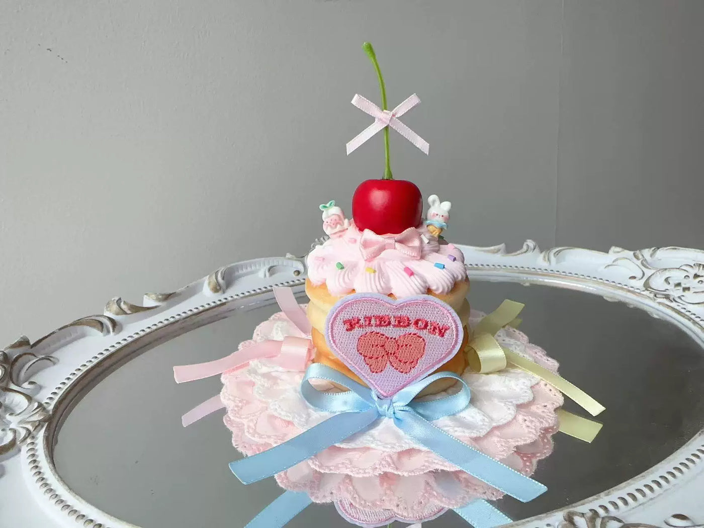 Golden Pikaka - Cherry and Strawberry Cake Collection - Frosted Small Top Hat with Fruit Toppings