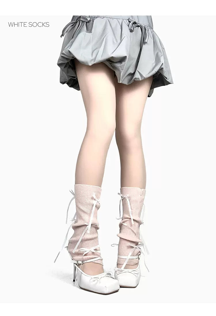 White Socks - Ribbon Ballet - Socks with ribbon bows