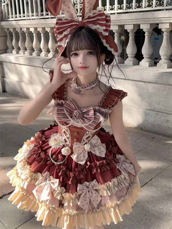 Creamy - Chocolate Princess - JSK dress with layered bows