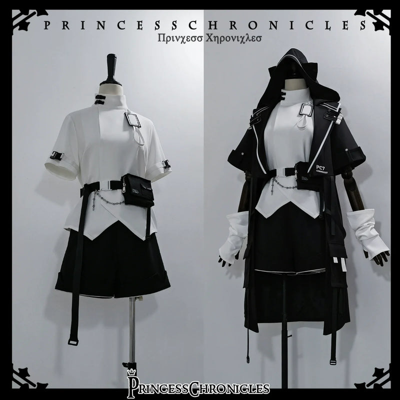 White Cat Dark - Techwear Cyberpunk Cat Ear Hooded Jacket, Pocket Shorts Black Coat Only (XL - pre order) S