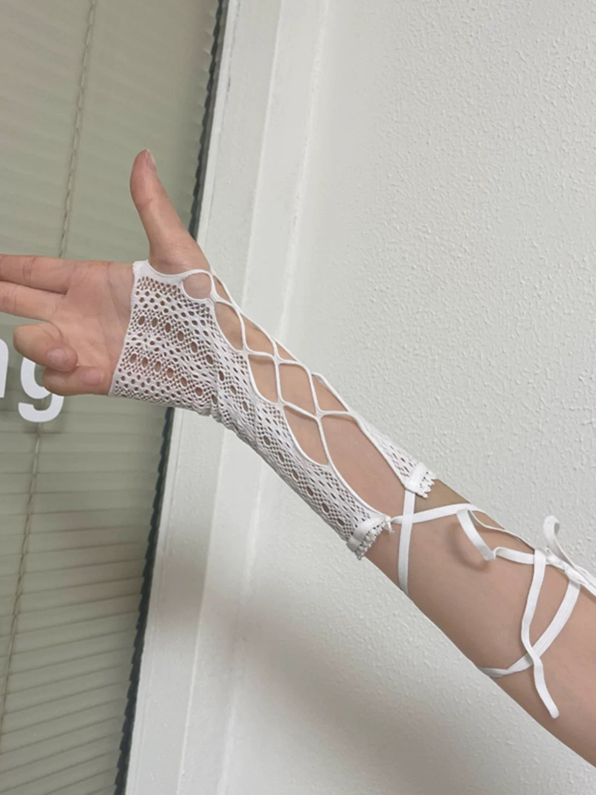 Sock Noble - Y2K Lace Strap - Lace Arm Sleeves with Crisscross Tie Straps