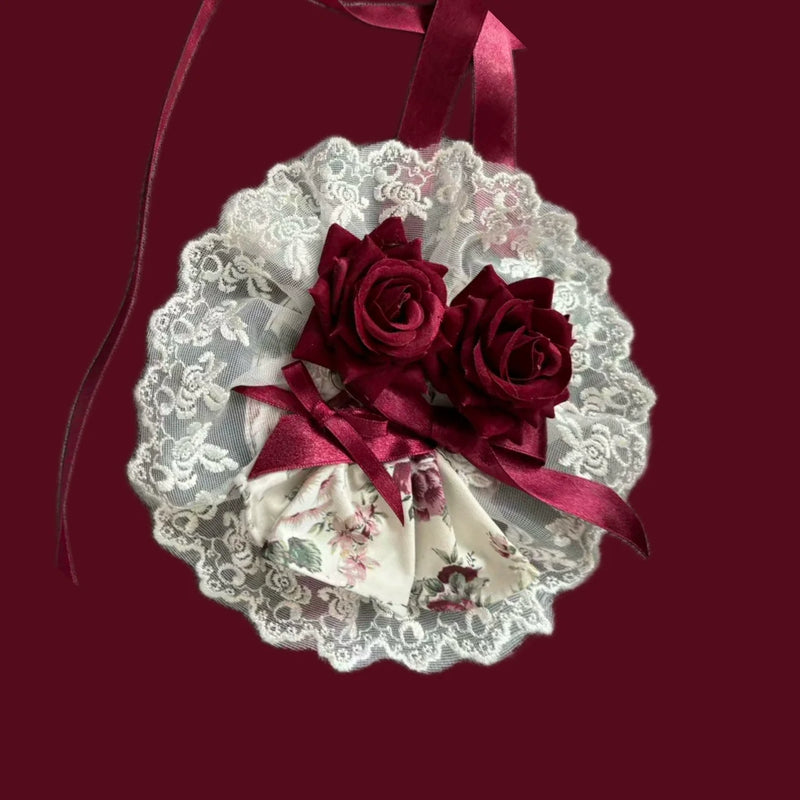 Burgundy Rose - Floral Printed Old School Lolita JSK, Elegant Cape 43793:785702