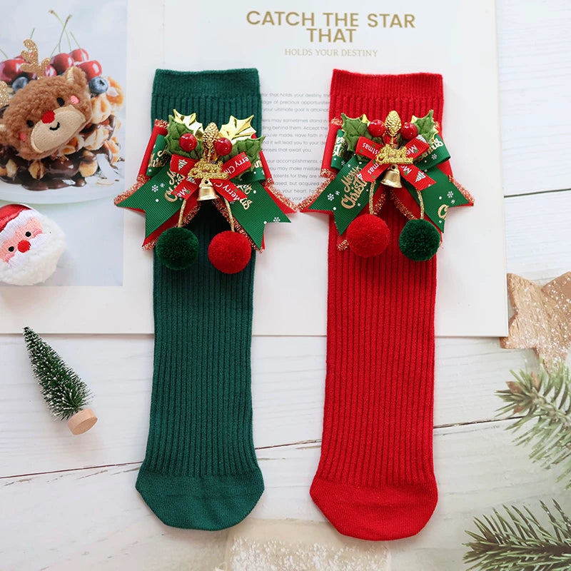 Christmas Light-Up Lolita Headwear & Accessory Options — Christmas Two-Tone Socks E