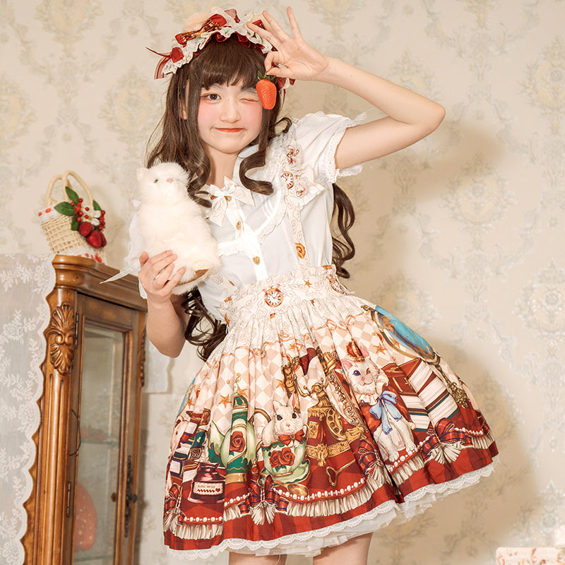 OCELOT - Crown Bear - Kawaii Lolita SK Daily Chiffon Skirt