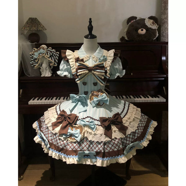 White Sugar Girl - Sweet Lolita Teddy Bear Dress - One-piece Sweet