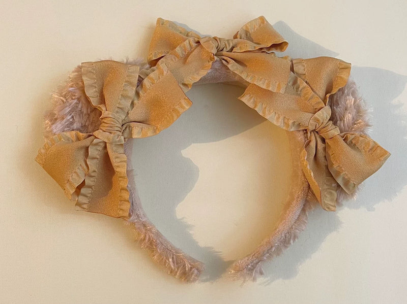 Benshouzao Handmade Bear-Ear Bow Headband — No. 11 Ginger Yellow Bear Ears