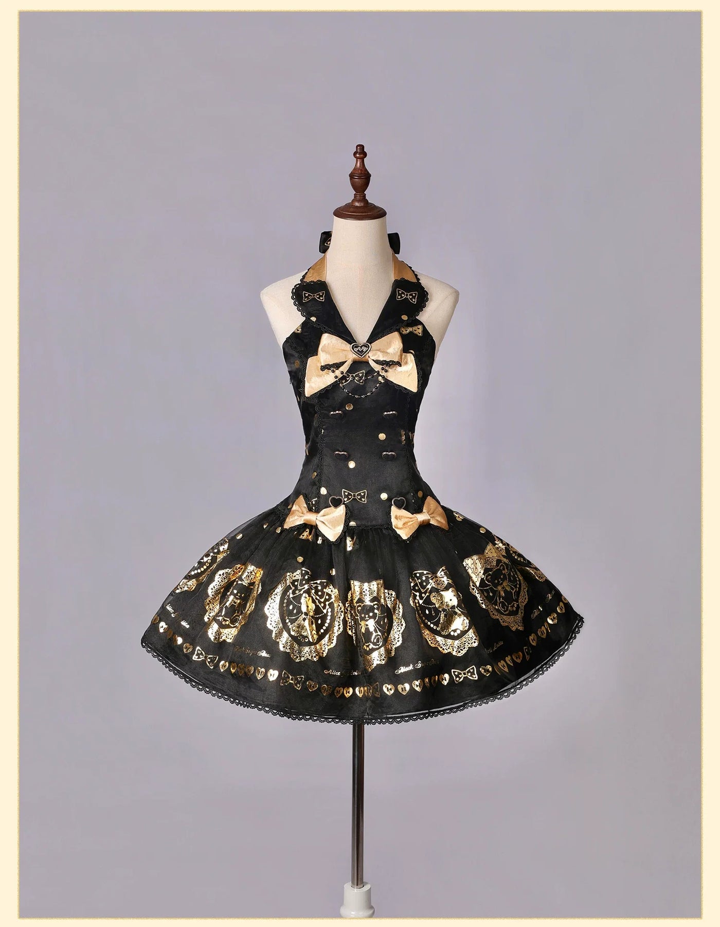 Alice Girl - Brown Sugar Bear - Old School Lolita OP & Halter Dress, Bear Print