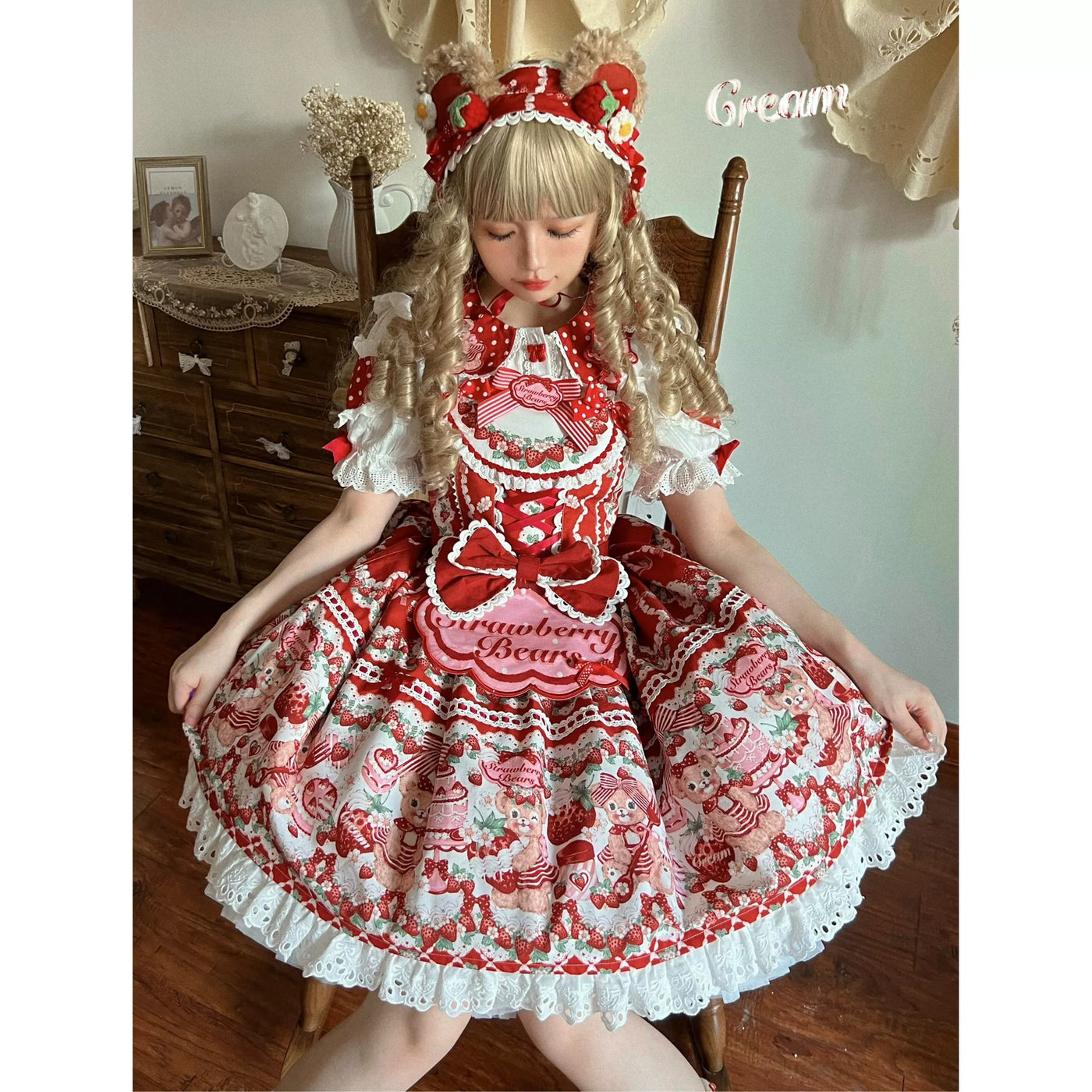Star Fantasy - Strawberry Bear Garden - Strawberry-Print JSK