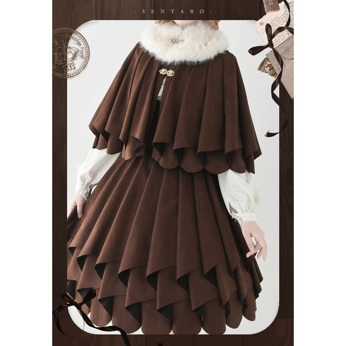 Sentaro - Molten Snowtop - Classic Lolita SK, Cape With Detachable Collar