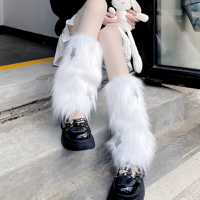 Floral Milk Cat - Starry Y2K - Furry Leg Covers with Star Details