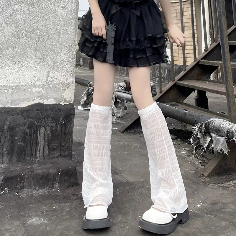 Floral Milk Cat - Summer Gauze - Footless Leg Covers with a Flared Shape