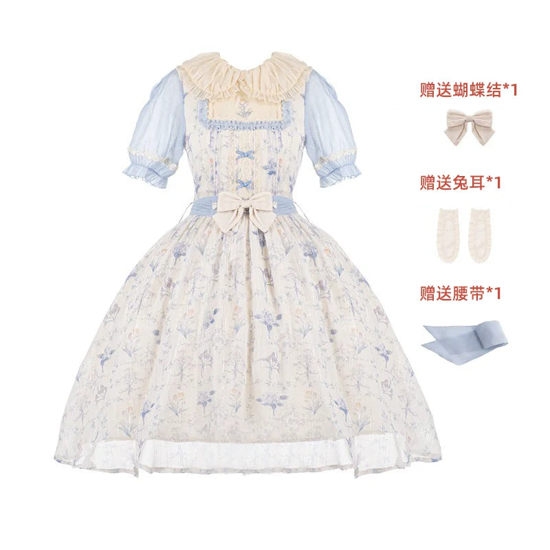 With PUJI - Summer Flower Wall Collection - Lolita OP Dress, Pockets & Chiffon detail view 10