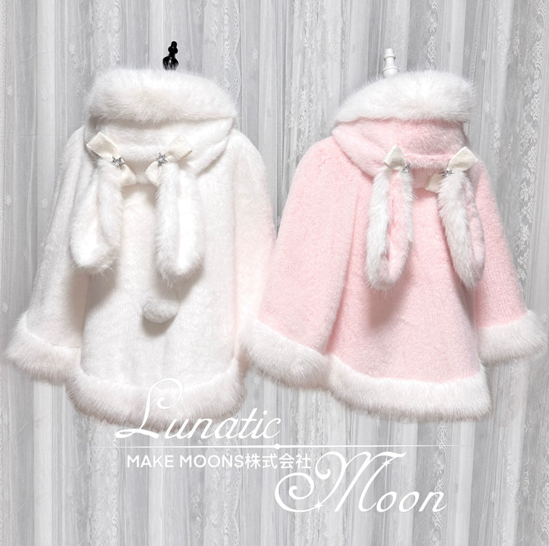 LunaticMoon Snow-Watching Bunny Faux-Fur Hooded Cape — additional product view