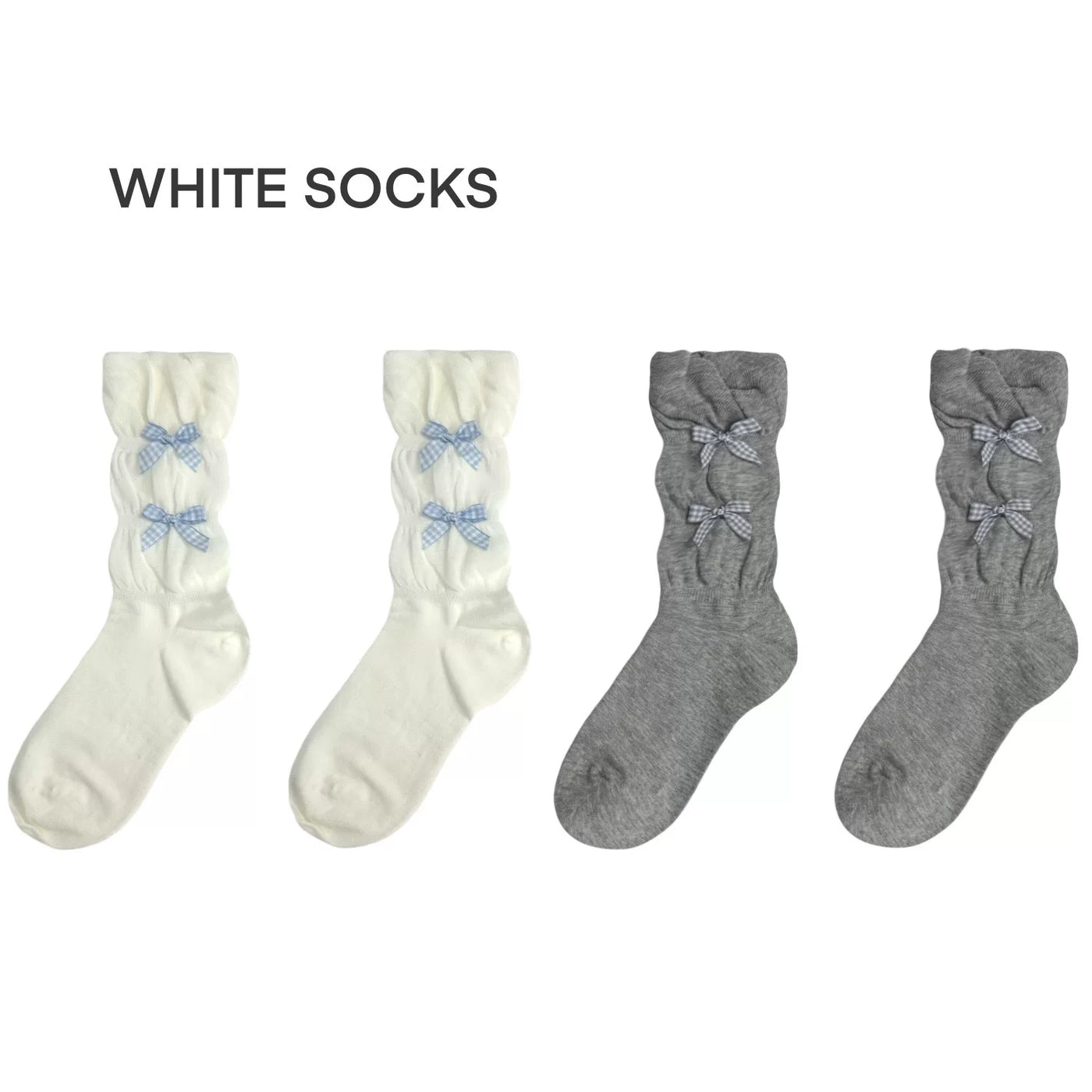 White Socks - Bow Slouch - Slouch Socks with Small Bow Accents