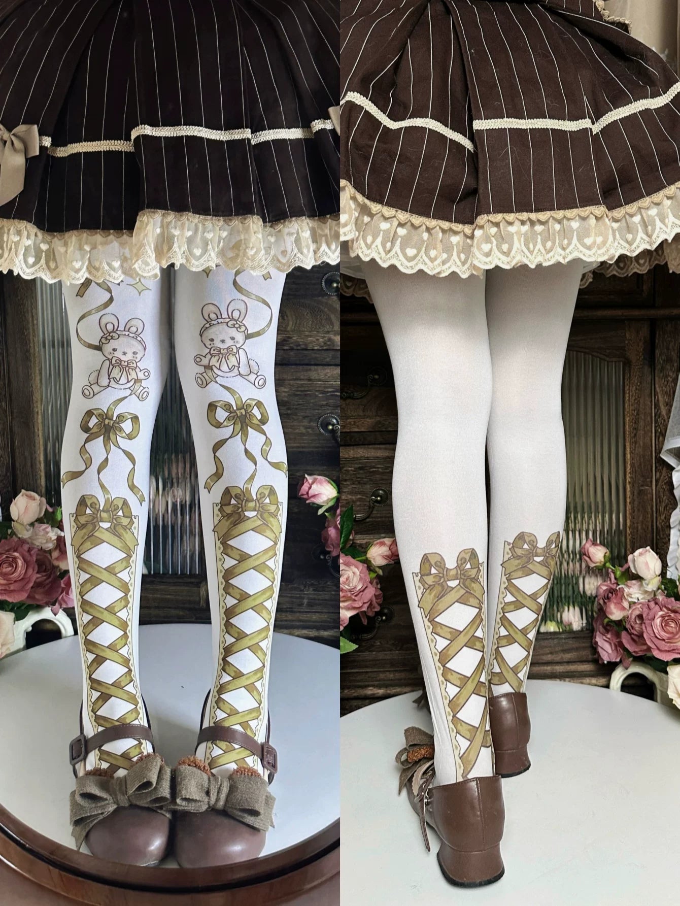 Fantasy Doll - Strawberry Cake - 60D Velvet Printed Pantyhose with Strawberry Motifs