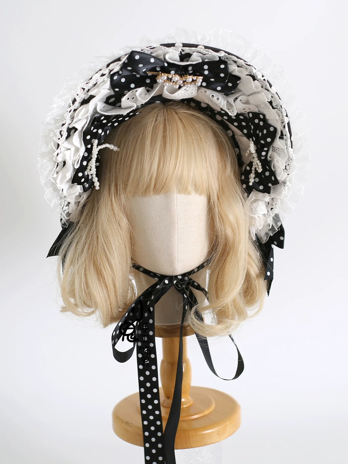 Xiaogui - Polka Dot Lolita Headdress - Detachable Bunny Ear Headwear