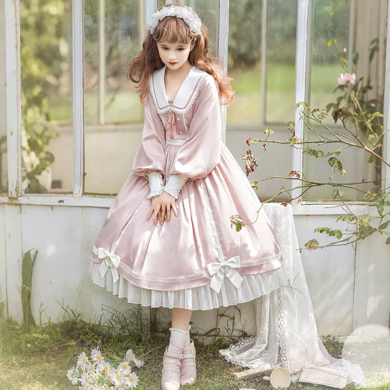 Fan Hua Xin Love Letter Classic Lolita OP Dress — Pink Dress