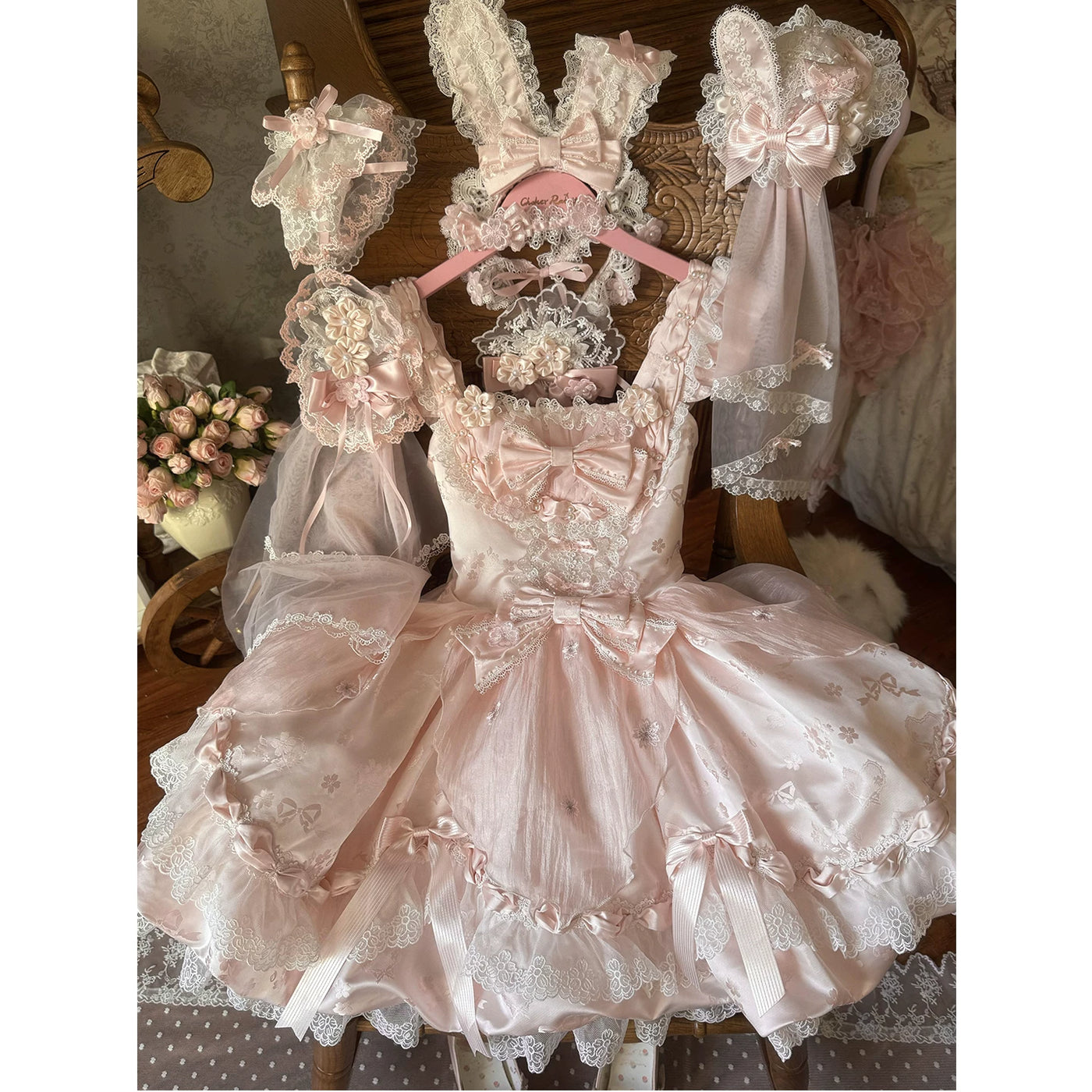 Creamy - Cherry Blossom Ballet - Pink JSK Dress with Layered Lace
