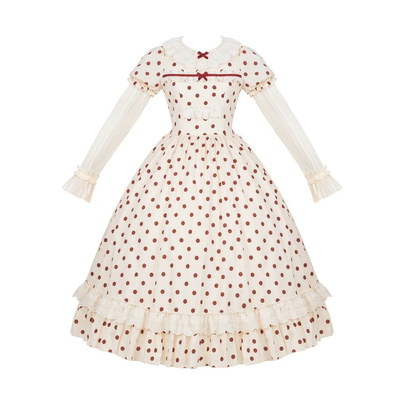 With PUJI - Polka Dot Lollipop - Cotton Old School OP Dress with Vintage Red Polka Dots detail view 10