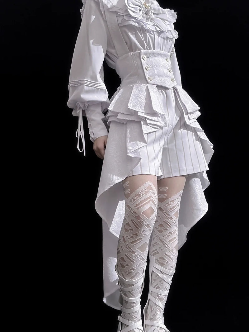 Princess Chronicles - Rabbit Theater White Moonlight - Ouji Lolita Shorts Set, Rabbit Hat