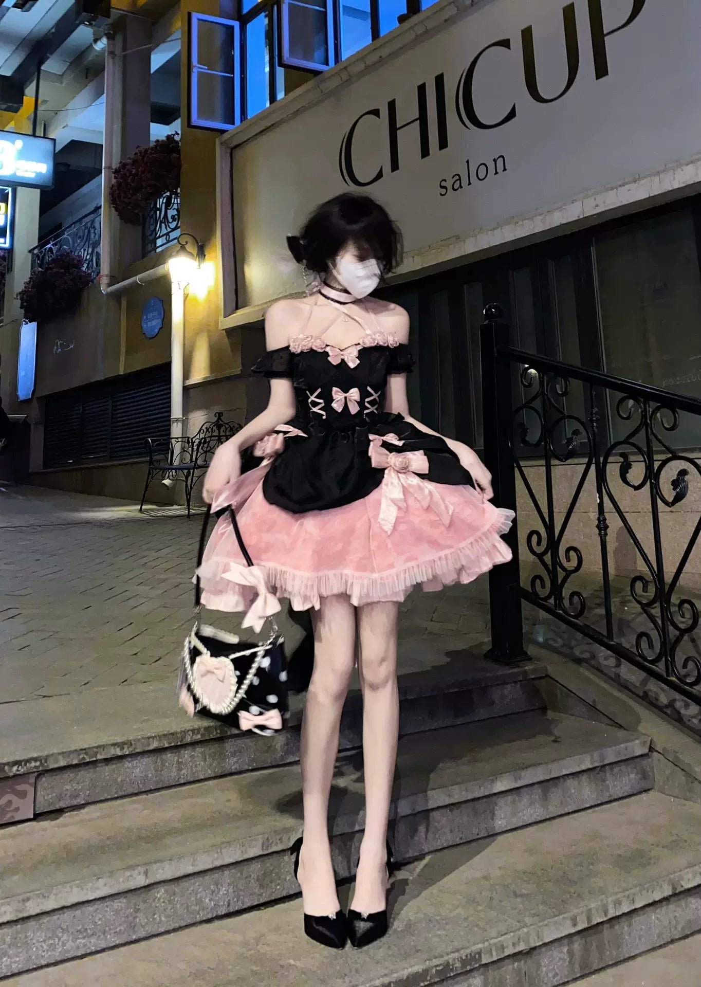 Lolita - Black Pink Rose Sweet Lolita OP - Individually Selectable