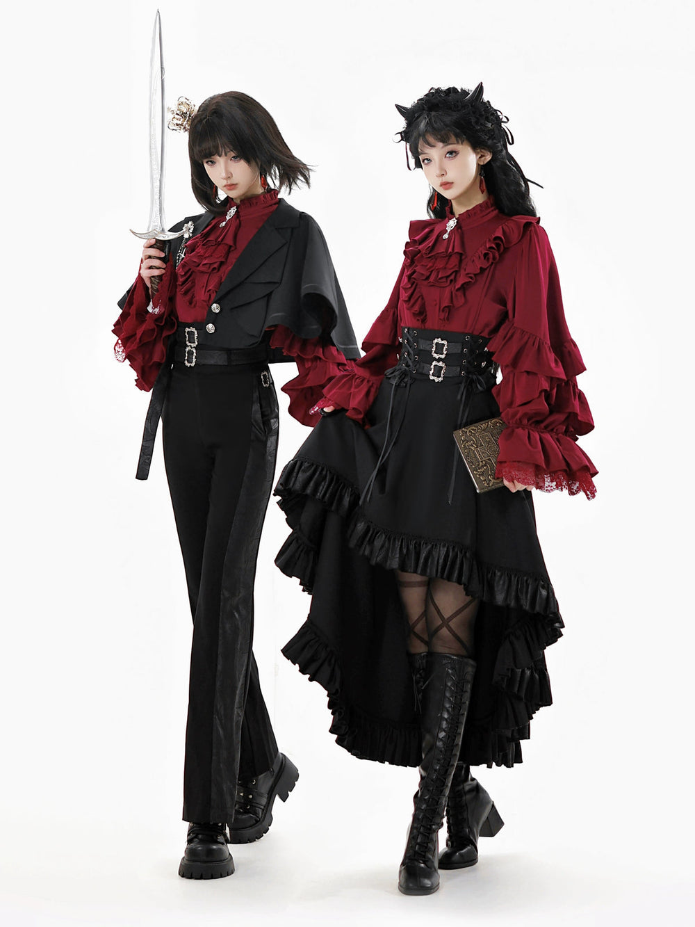 Every Page of The Poem - Night & Day Sonata - Ouji Lolita Princess Sleeve Shirt & Pants Suit