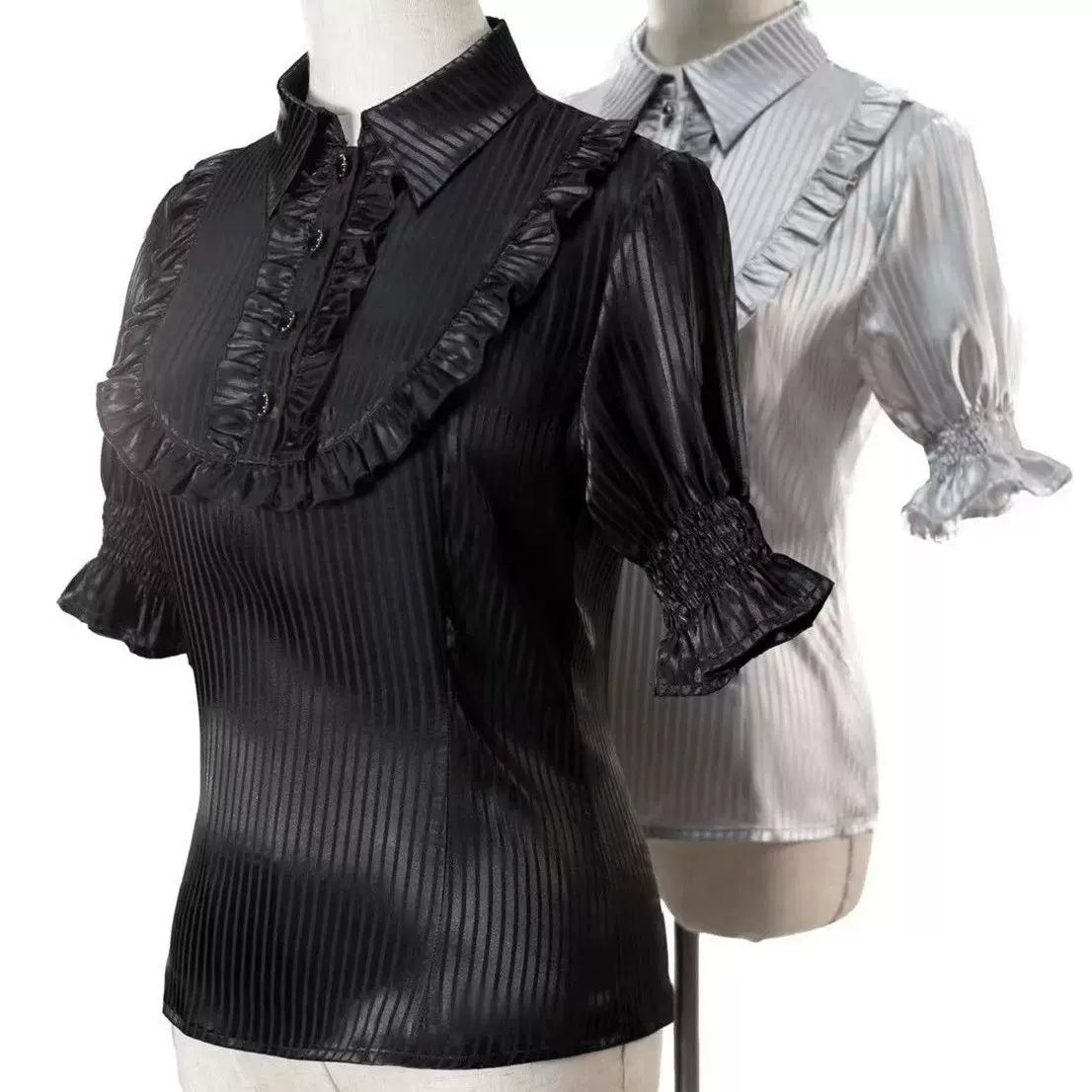 Sweetheart Dream Machine - Ilya - Short-Sleeved Striped Shirt with a Pointed Collar