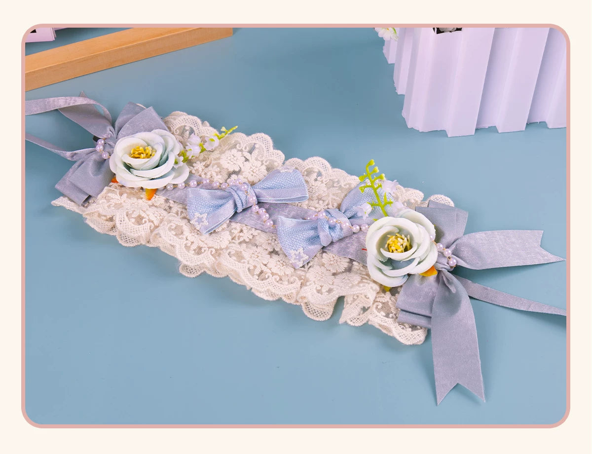 Stardust Rose - Rose Heart - Lace Headband with Rose and Heart Details