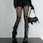 Black wing crisscross stockings / One Size