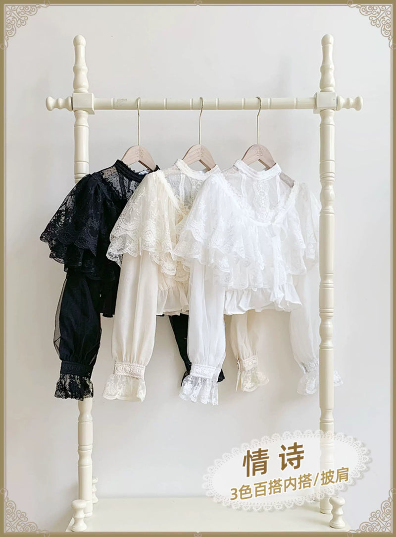 With PUJI - Love Poem - Classic Lolita Shawl 3-Color Versatile Spring Innerwear detail view 6