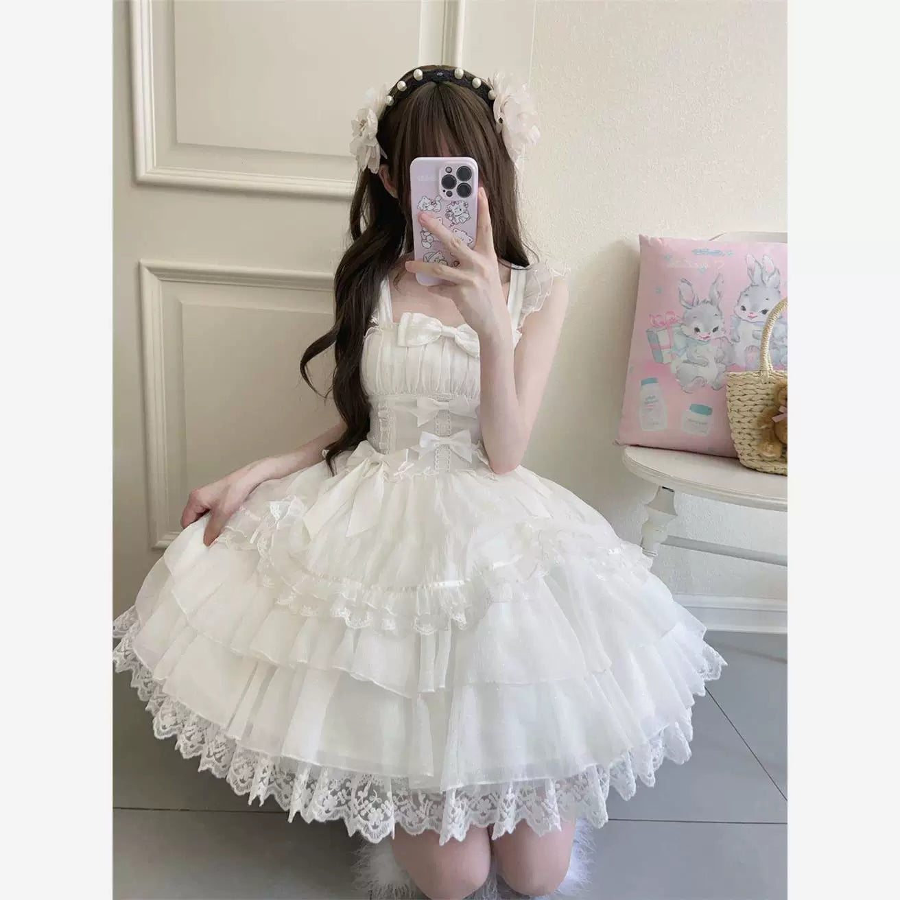 Sweetheart Dream Machine - Ballet Bow - Lolita JSK Dress with Layered Ruffles and Bow Details