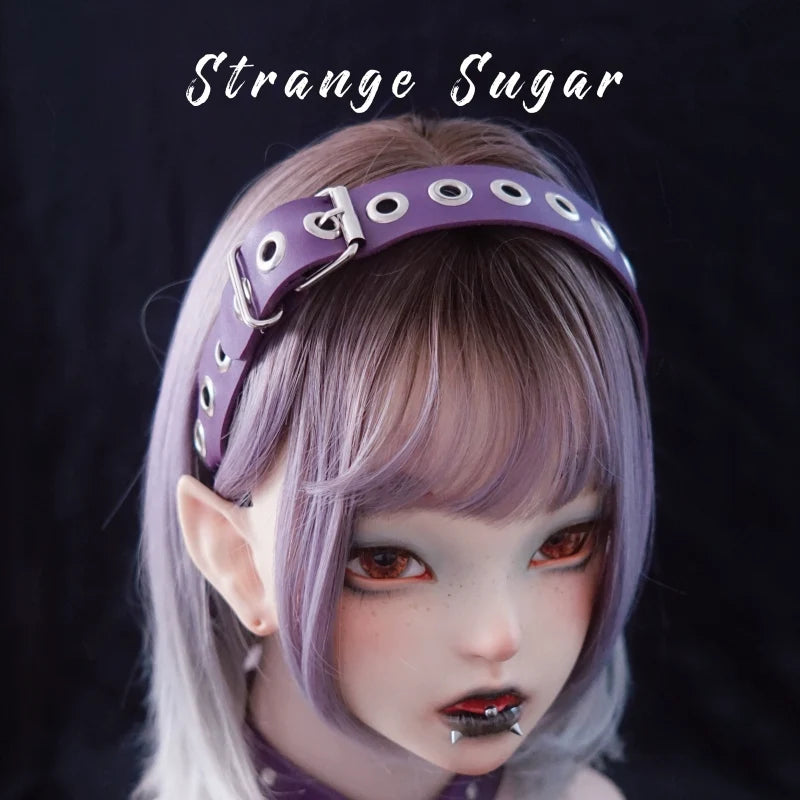 Strange Sugar - Gothic Lolita KC Faux Leather Punk - Lolita Hair Accessories Headwear