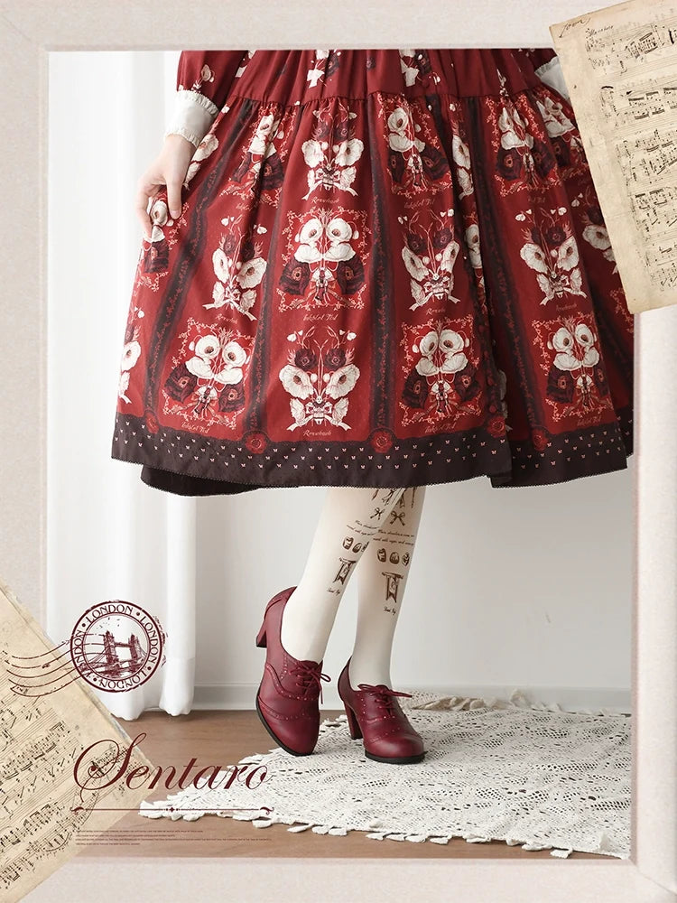 Sentaro - Retro Lolita Heel Shoes Handmade - Perforated Strap Leather Shoes Shoes