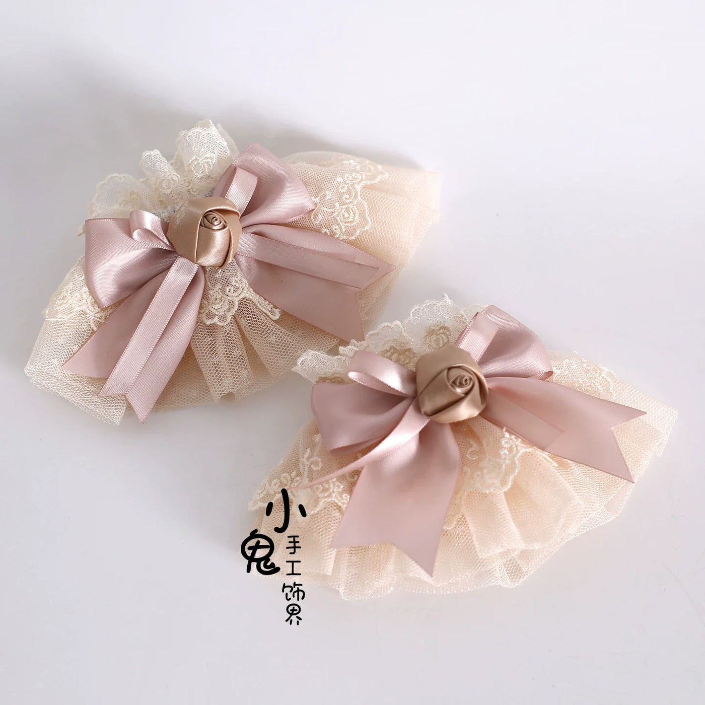 Xiaogui - Elegant Champagne Lolita Headdress - Floral & Bows Headwear