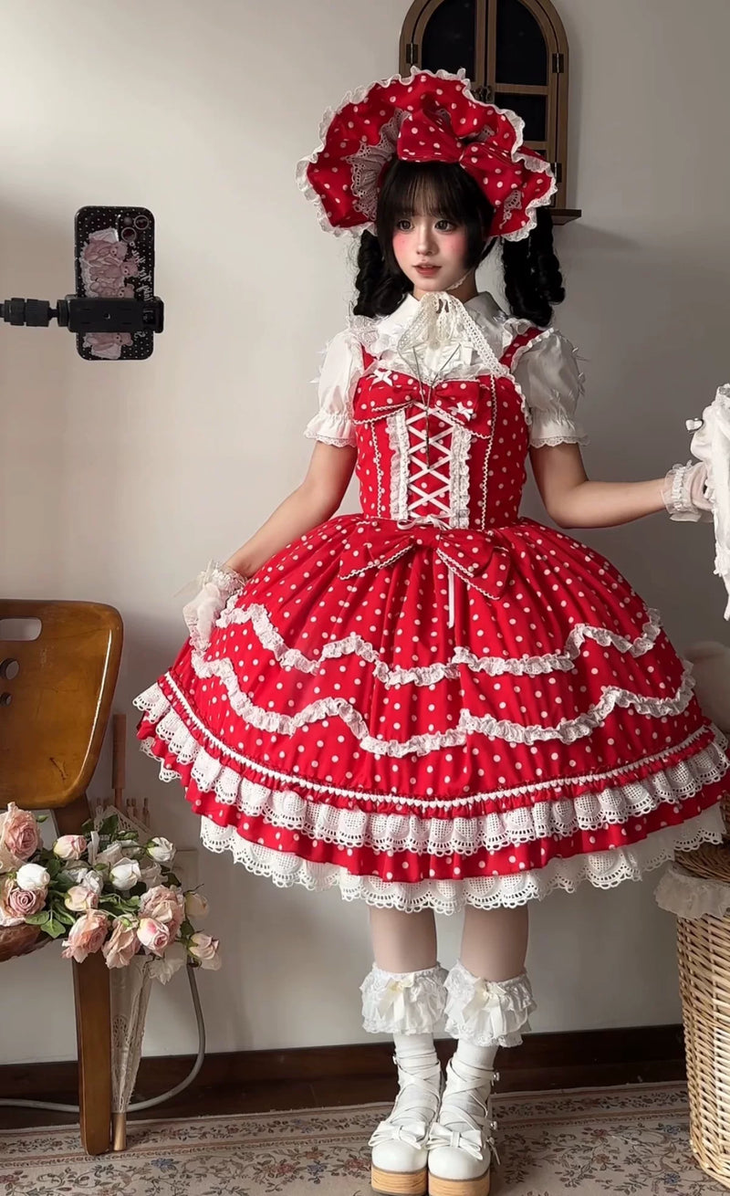 Tata Long Ear - Polka Dot Baileys - Polka dot Sweet Lolita JSK