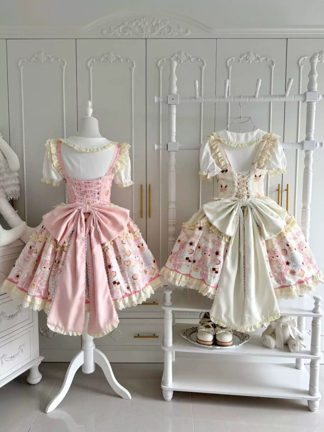 Sweetheart Dream Machine - Rabbit Cake - Milky Pink or Milky Yellow JSK with Rabbit and Cake Motifs