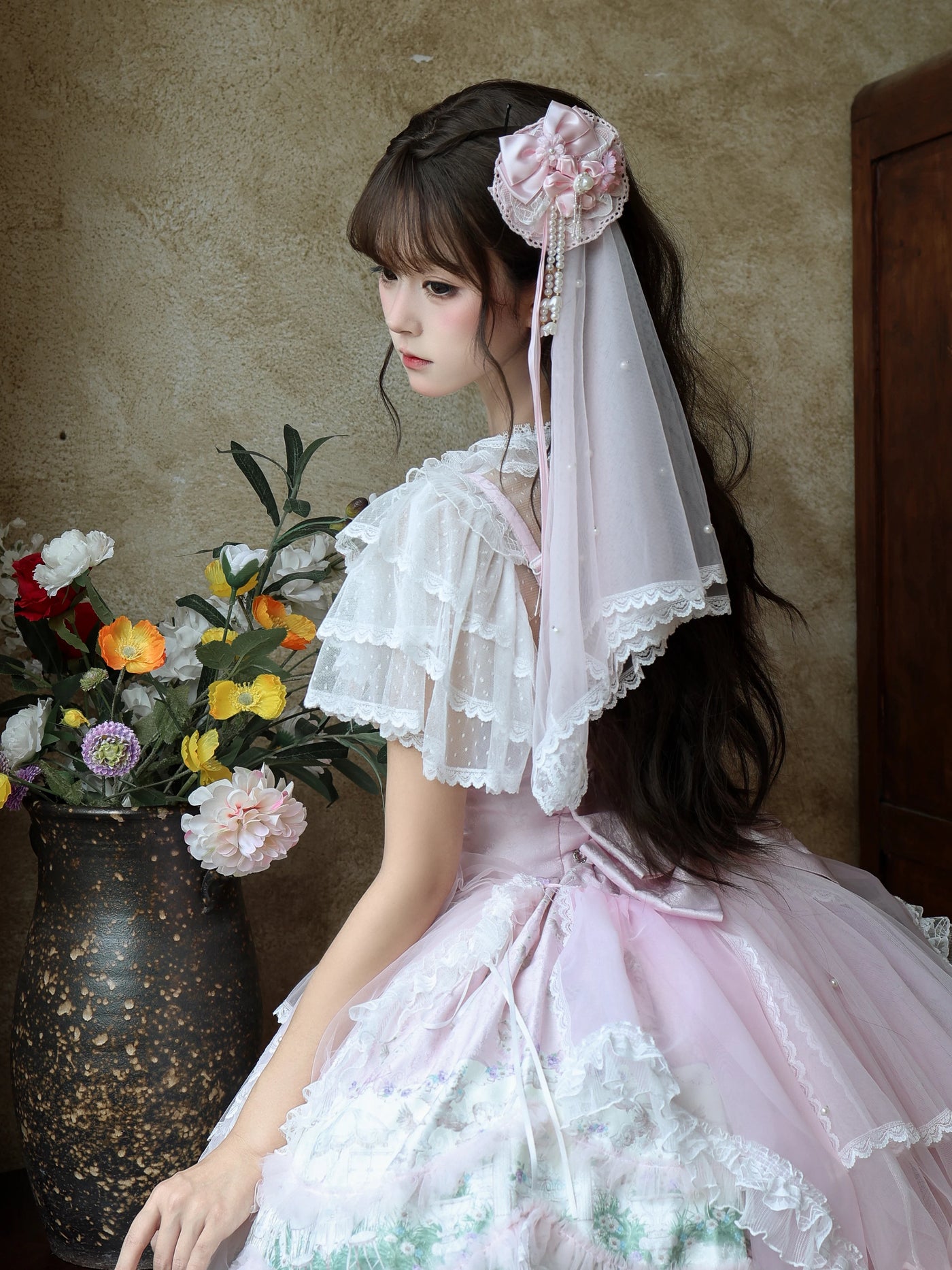 Cat Upon Cat - Dotted Detail - White Lolita Fashion Inner Top with Short Sleeves