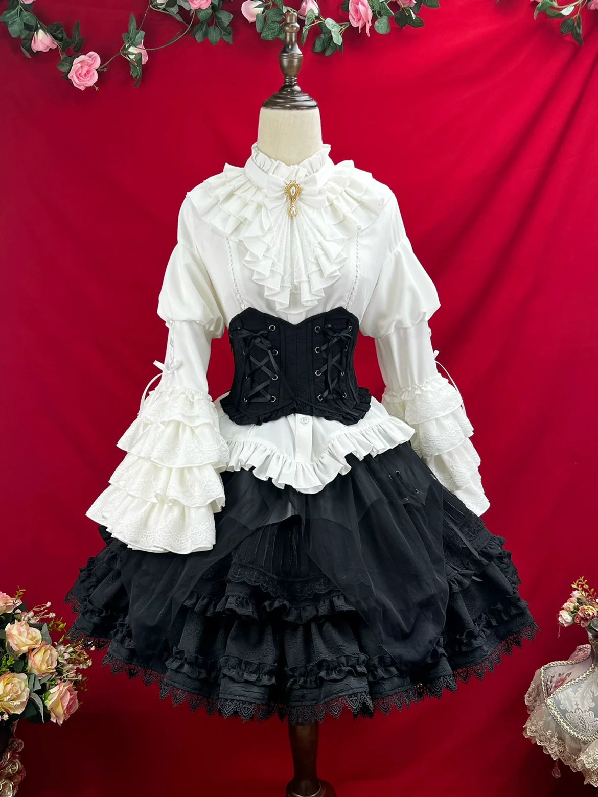 DMFS Lolita - Good and Evil Angel - Gothic Lolita SK Set, Retro Princess Sleeve Blouse