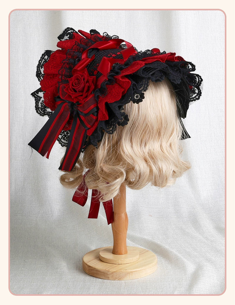 Stardust Rose - Rose Covenant - Lolita Accessories with Red Roses and Black Lace