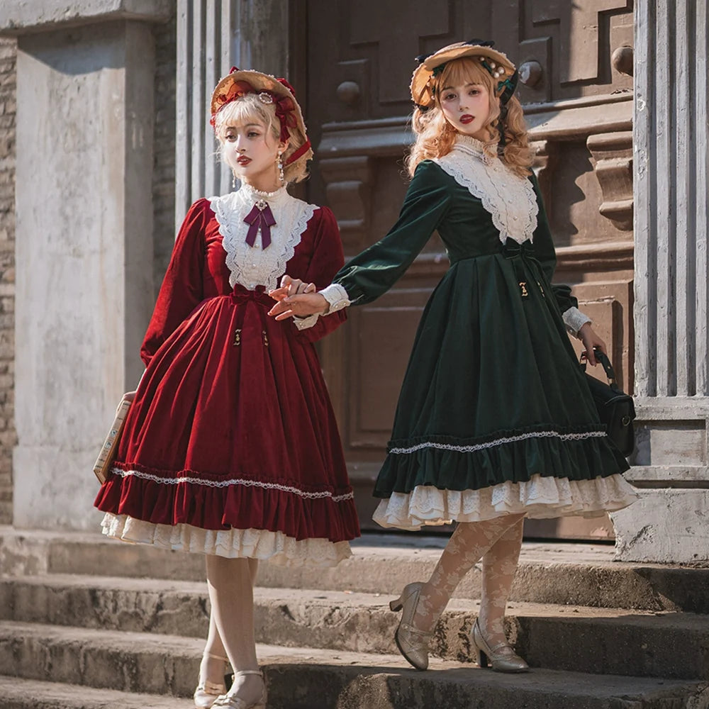 Miss Point - Customized Lolita Dress Vintage - Elegant Velvet OP Dress OP Dress