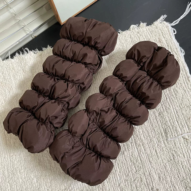 Sock Noble - Brown Caterpillar - Brown quilted leg warmers with gathered tiers